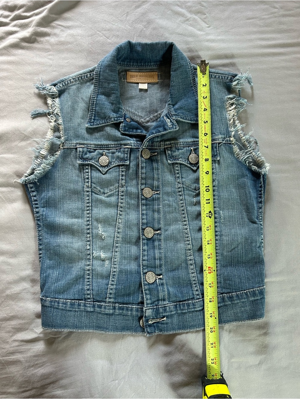 True Religion Women’s XS Jean Biker Vest Distressed - Picture 7 of 8